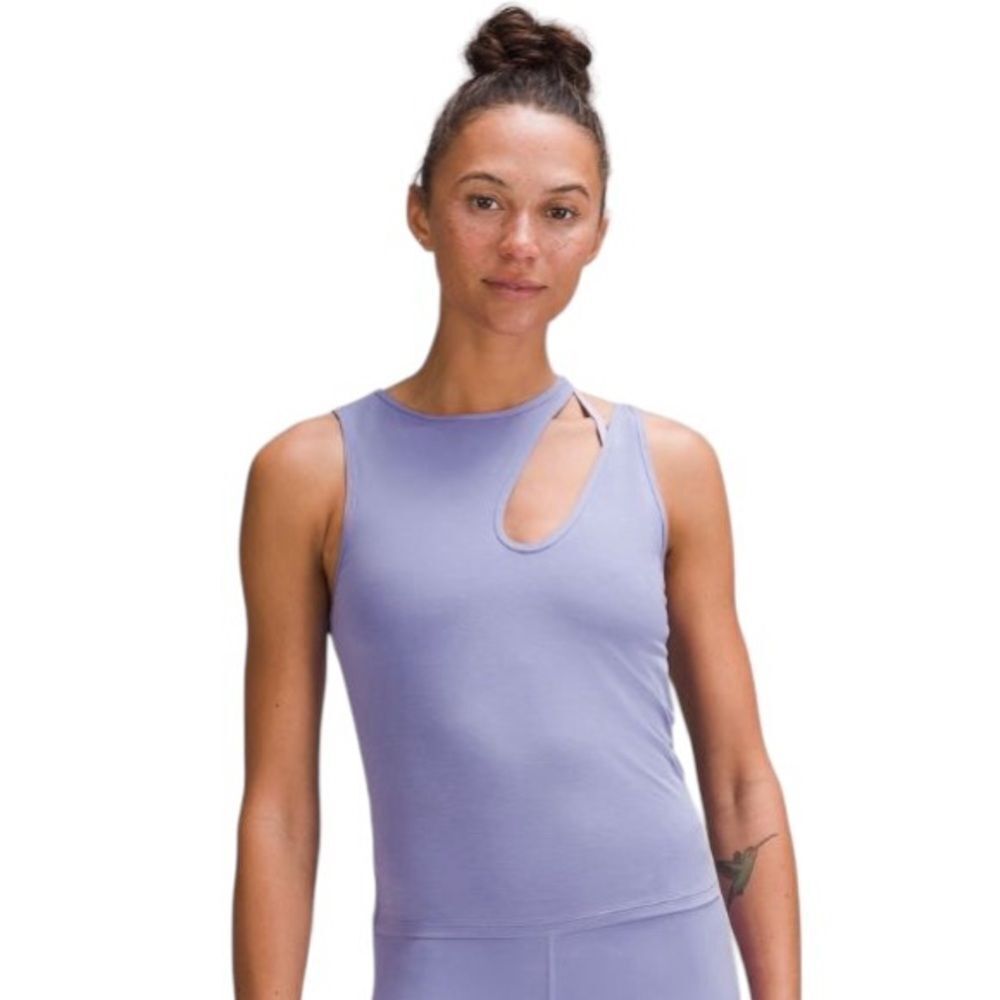 Lululemon Shoulder Cut Out Yoga Tank Top Dark Lavender Purple Size 6